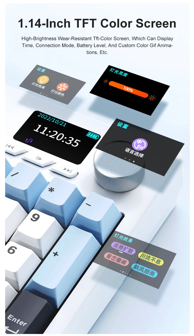 NEW Ajazz AK35I V3 MAX Tri-mode Wired Bluetooth Wireless Gaming Keyboard Gasket Full Key Hot Swap 104 Keys Customized Keyboard.