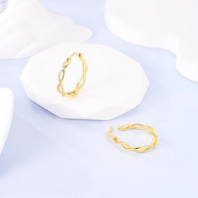 Yellow Gold Starlight Hoop Earrings For Girl Sparkling Classic Snakebone Multi-loop Earrings Star Moon 925 Silver Women Earring.