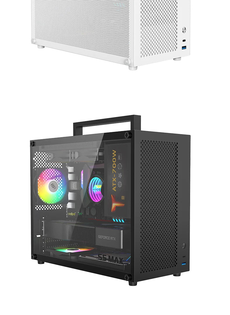 METALFISH S5 MAX Computer Case Gaming PC Chassis Support MATX/ITX 24.5*24.5cm SFX/ATX PSU 135 Mid Tower /180 WaterCooling Cooler.