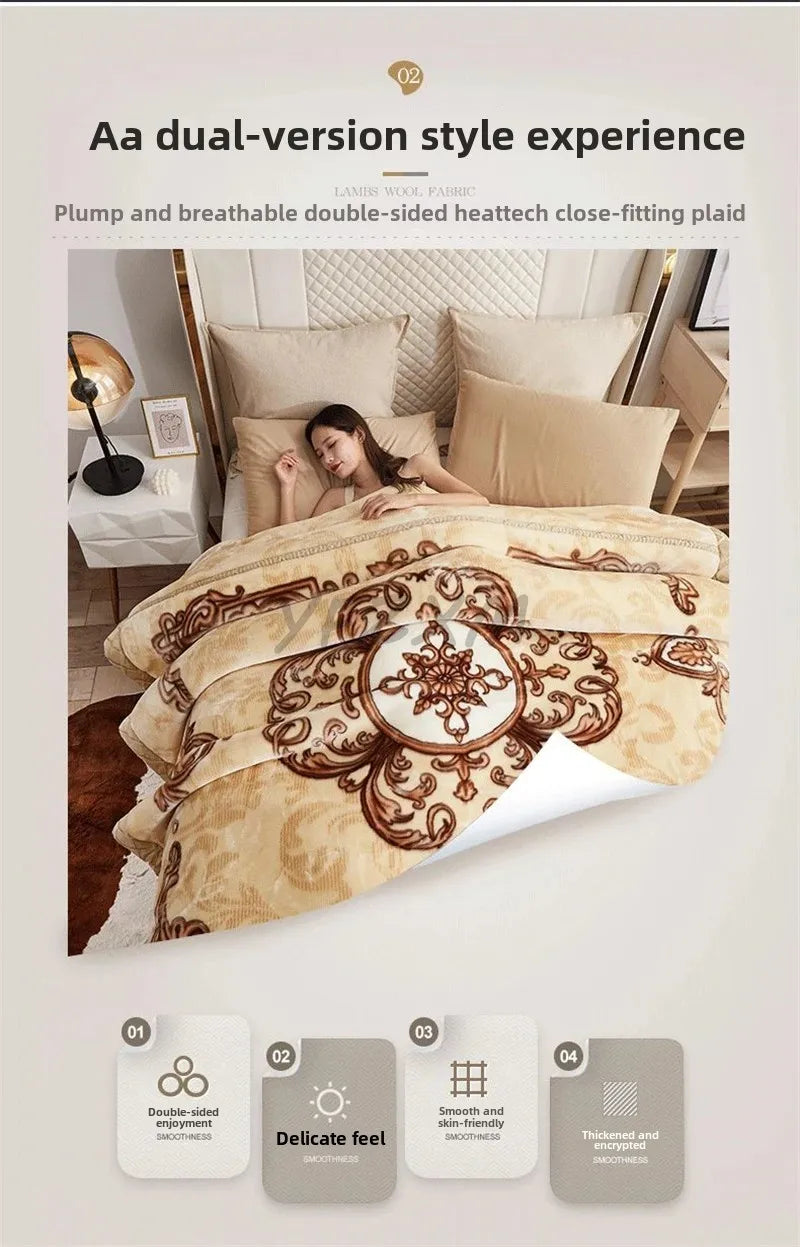 New Warm Weighted Blankets for Beds High End Thicken Warmth Raschel Blanket for Winter Autumn Double Side Plush Comforter Quilt.