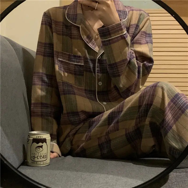 Women's Spring and Autumn Ins Korean Version of Pajamas Loungewear Women's Cardigan Milk Silk Sweet Loungewear Two-Piece Set.