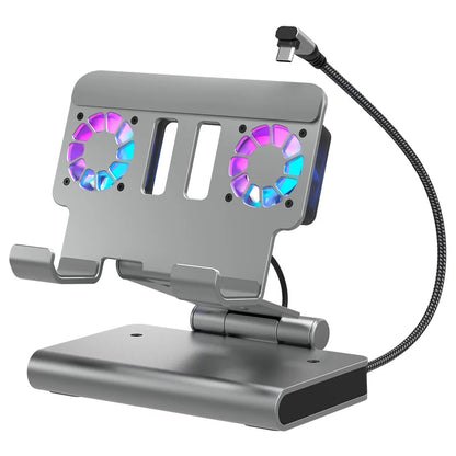 6 In 1 Rgb Dual Fans Docking Station for Rog Ally Steamdeck Game Console Dock Adjustable Height Dock Bracket with Hdmi 4K 60Hz.