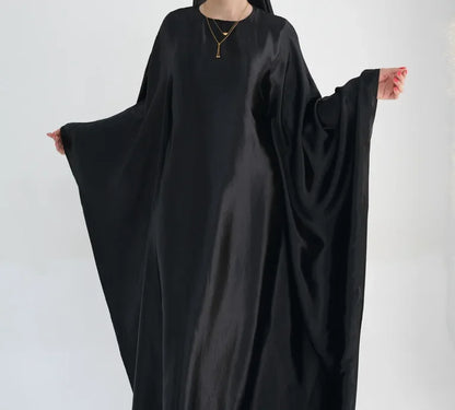 Batwing Butterfly Satin Abaya Dubai Luxury Muslim Kaftan Maxi Dress Abayas For Women Kebaya Robe Caftan Marocain Femme Vestidos.