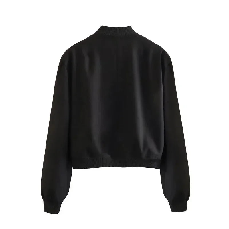 1PCS Frau Bomber Jacke Mantel Weiß Herbst Winter Taste Baseball Aviator Gestellte Jacken für Frauen Langarm Crop Oberbekleidung.
