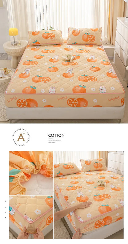 Waterproof Mattress Cover Cartoon Style Bed Covers Quilted Fitted Sheet постельное белье Thickened Bedspread(No Pillowcase)