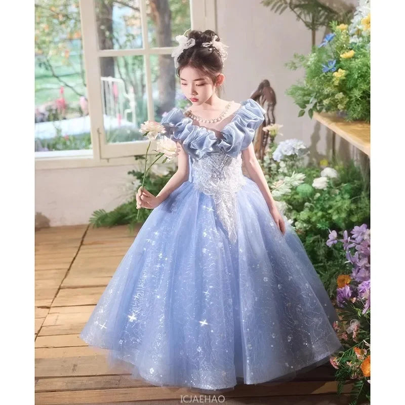 Elegangt Mädchen Abendkleid Luxus Prinzessin Kleid Geburtstag Party Pageant Outfit Kinder Klavier Rezitieren Leistung Formelle Kleidung.