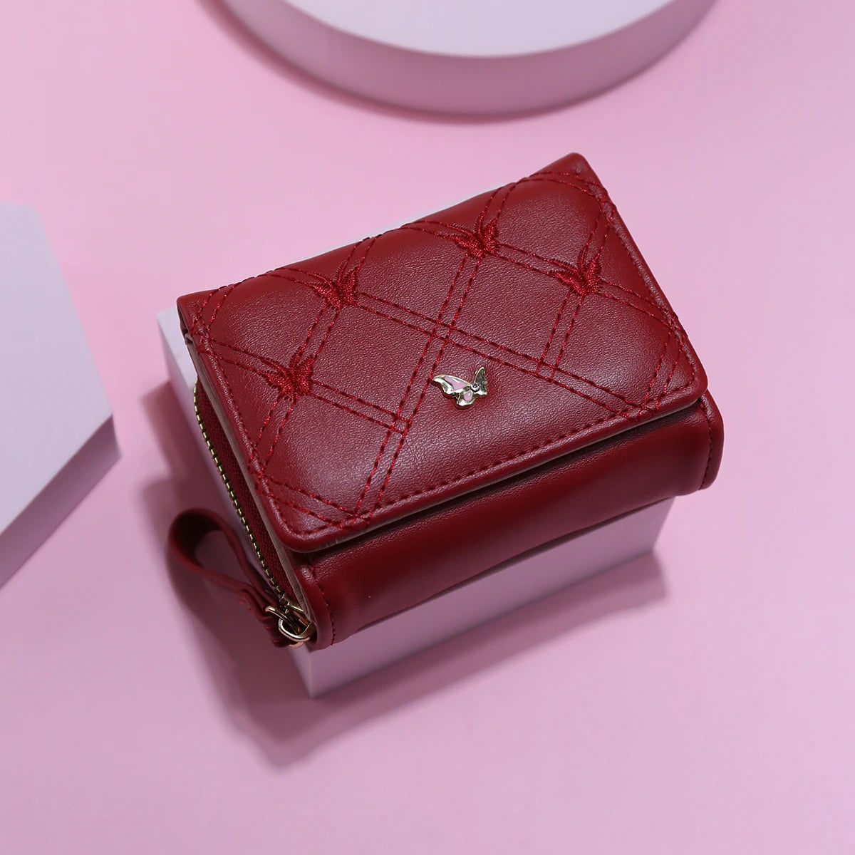 Ladies Large Capacity Butterfly Embroidery Clutch Wallet Tri-Fold Multi-Card Slot Zipper Coin Purse Fashionable Handbag.