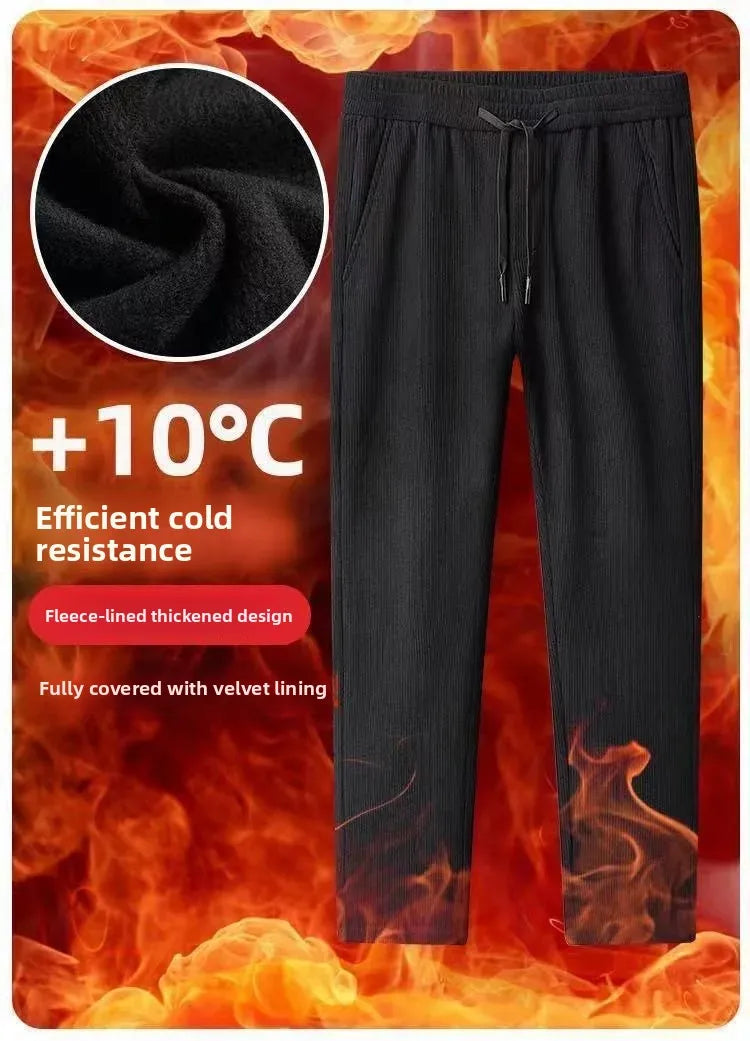 Herren-Freizeithose, verdickt, gerades Bein, warm, Herbst-Winter-Oberbekleidung, modisch, vielseitig, lockere Passform, sportlicher Stil.