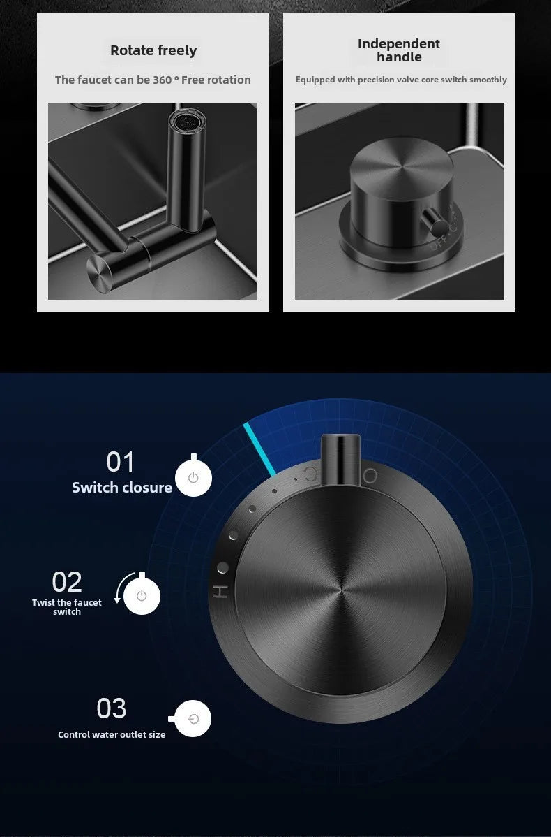 304 Stainless Steel Bar Sink Small Kitchen Sink Hidden Cup Washer Single Slot With Lid Balcony Garden ﻿