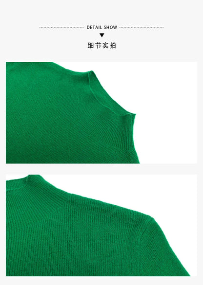 100% Ultra-fine Merino Wool Sweater Autumn and Winter Loose and Simple Semi-turtleneck Wool Bottoming Shirt Multi-color Sweater