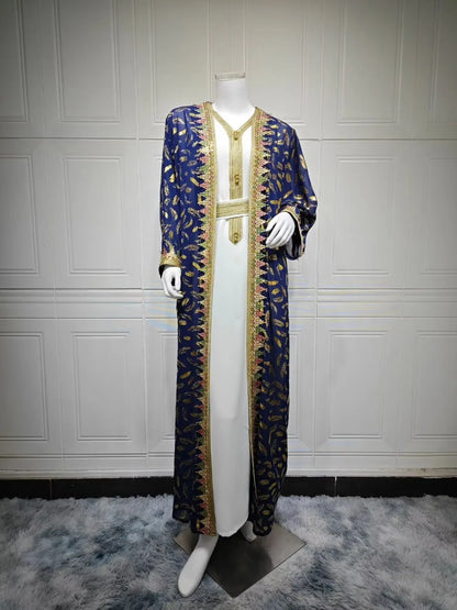 Muslim Abaya 3 Piece Set Women Party Dresses Cardigan Robe Sashes Suit Bronzing Jalabiya Ramadan Morocco Dubai Kaftan Vestidos