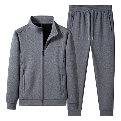 Plus Size 6XL 7XL Men's Sportswear Casual Cotton Tracksuits Men Sets Outwear Jacket+Sweatpant Joggers Running Winter Sports Suit