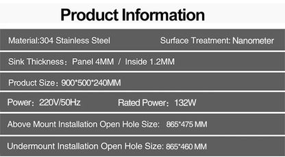 ASRAS Hidden Double Sinks Smart Purifying Kitchen Island Sinks Flip Cover Hidden 4mm Thickness Handmade kitchen Sinks