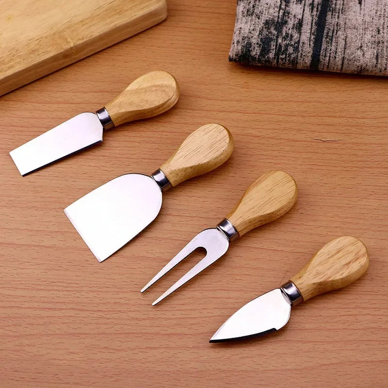 Bamboo Cheese Board Set With Cheese Knife Portable Outdoor Dinner Plates Hotel Restaurant Decoration Accessories Bread Tray set.