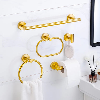 Badezimmer-Hardware-Set aus gebürstetem Gold, Handtuchhalter aus Edelstahl 304, Handtuchring, Toilettenpapierhalter, Kleiderhaken, Badezimmer-Zubehör