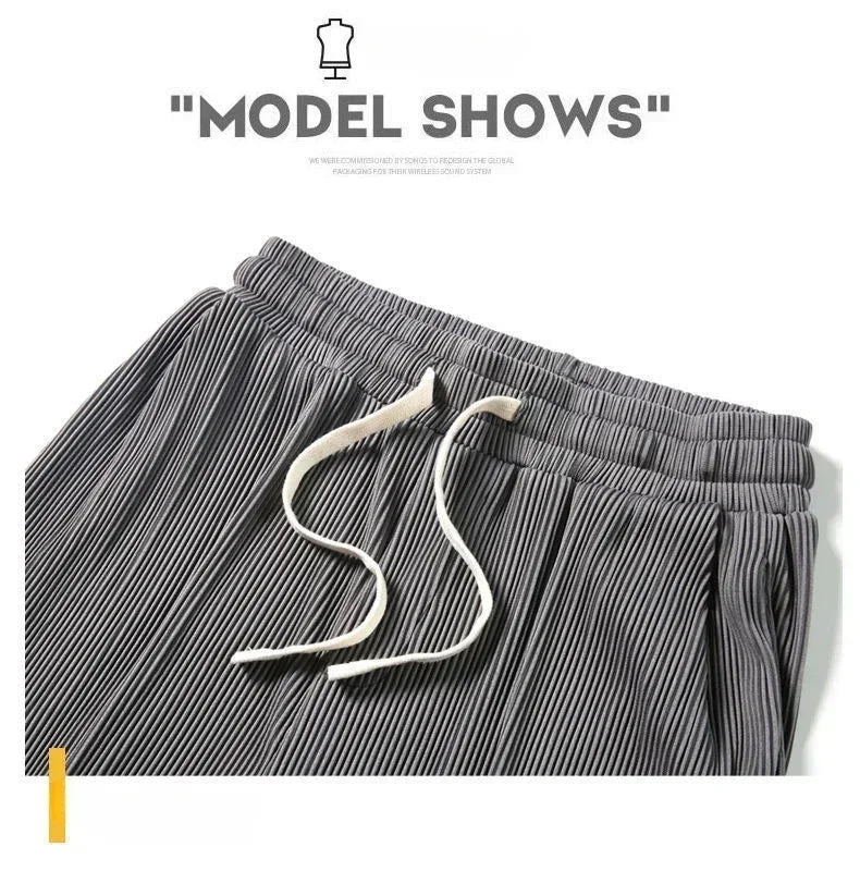 Summer Loose Ice Silk Pants Men's Drape 100KG Size Long Pants Fat Casual Sports Pants Wide Leg Straight Pants Tide Brand