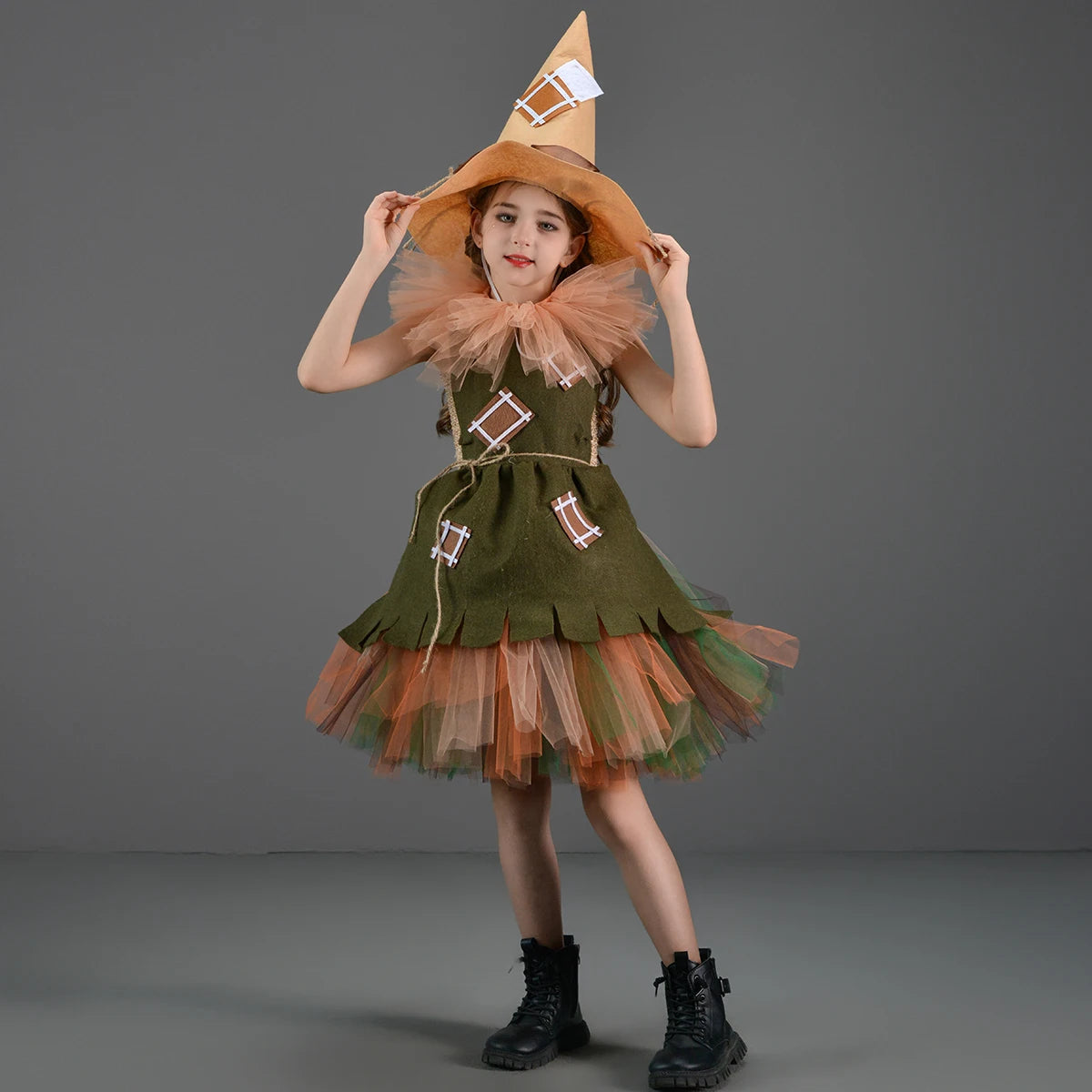 Kinder Mädchen Halloween Kostüm Zauberer von Oz Vogelscheuche Zinn Mann Löwe Hexe Prinzessin Tutu Kleid Rollenspiel Party Bühne Kleid Outfit.