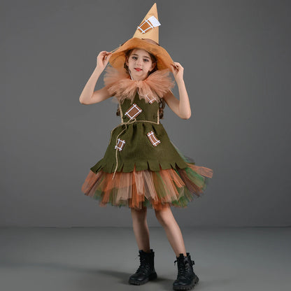 Kinder Mädchen Halloween Kostüm Zauberer von Oz Vogelscheuche Zinn Mann Löwe Hexe Prinzessin Tutu Kleid Rollenspiel Party Bühne Kleid Outfit.