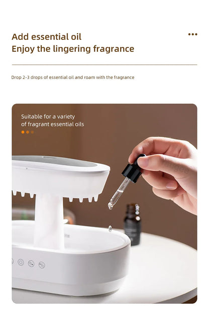 New Aroma Humidifier Raindrop Air Humidifier Colorful Atmosphere Light White Noise Music Essemtial Home Oil Fragrance Diffuser.