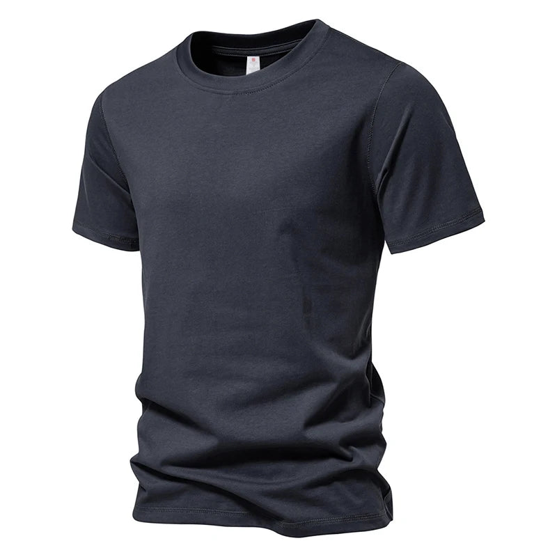 Men's Short Sleeve Basic Top Tees Casual 100% Cotton Regular Fit O-Neck T Shirts Black White Navy Gray.