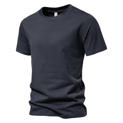 Men's Short Sleeve Basic Top Tees Casual 100% Cotton Regular Fit O-Neck T Shirts Black White Navy Gray.