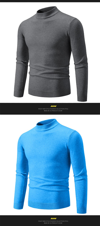 New Autumn Winter Designer Fashion Half Turtleneck Knitted Sweater High Quality Mens Casual Solid Color Warm Women Sweaters.