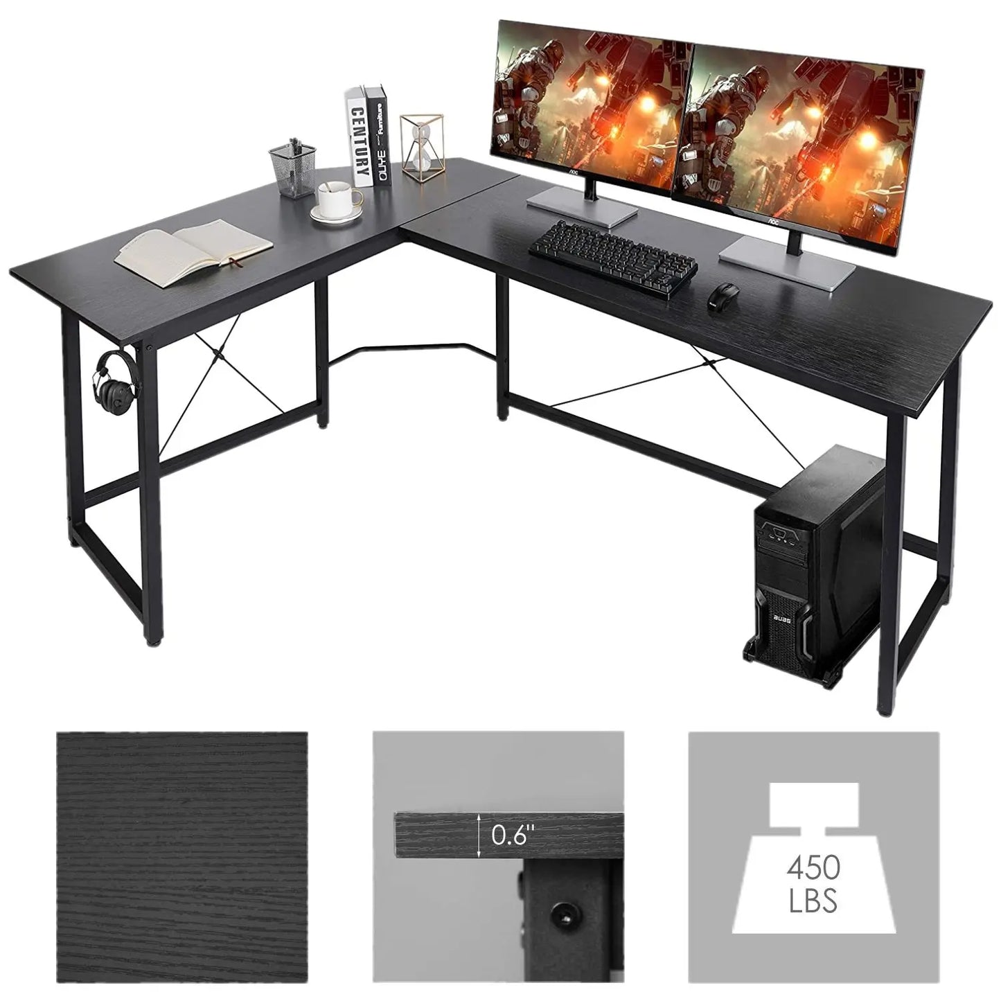 Homfa 66.5 cm (170 ") L Form Schreibtisch Computer Gaming Laptop Schreibtisch Home Office Ecke Workstation Tisch Arbeits zimmer 170x120x75cm