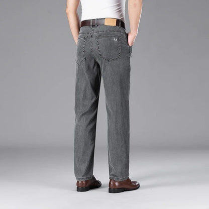 Business Lyocell Jeans Men Summer New Thin Fashion Straight Breathable Brand Pants Male Slim Comfortable  Denim Trousers.