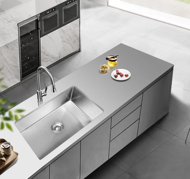 304 Stainless Steel Kitchen Sink Multiple Size Single Bowl Undermount Basin For Kitchen Fixture Improvement With Drainage