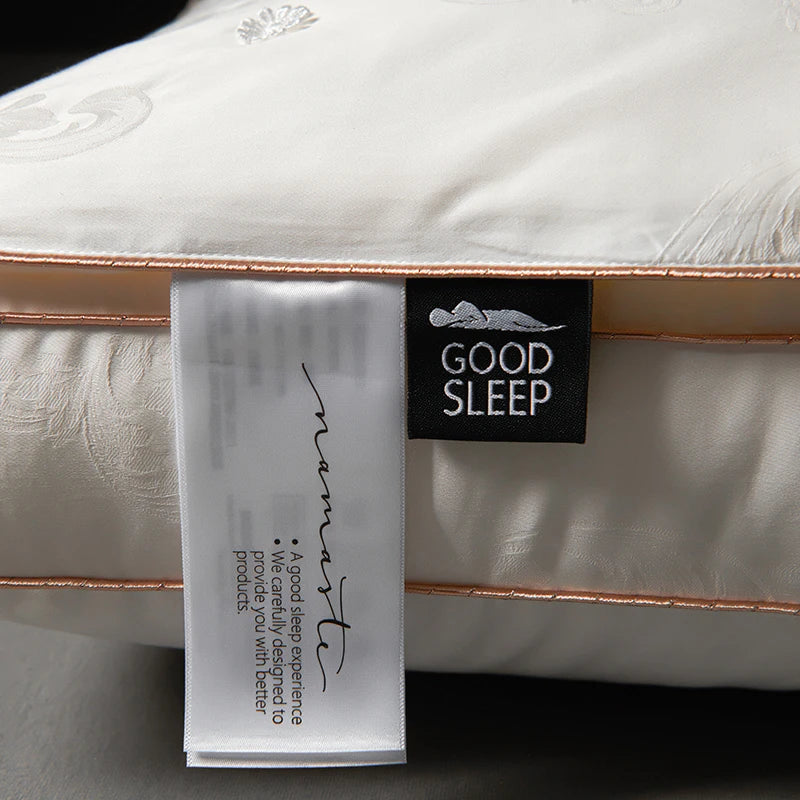 Pure Cotton Satin Jacquard Silk Pillows 48*74cm Mulberry silk Filling Anti Mite Soft Fluffy Hotel Sleeping Bedding Pillows.