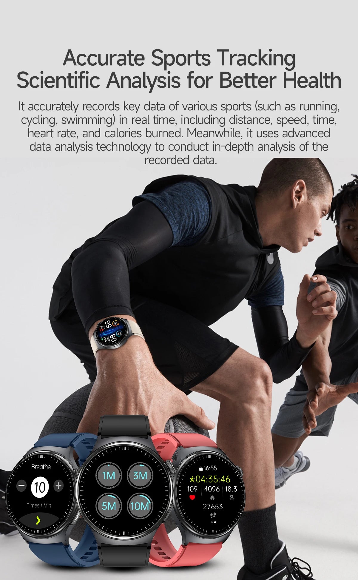 1.43'' HD Sapphire Smart Watch Bluetooth Call Blood Fat Uric Acid Heart Rate Body Analysis Five Organs Health Smartwatch Men Wom