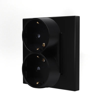 EU-Wand-Doppelsteckdosen, 110–250 V, 16 A, Dual-Steckdosen für Zuhause, Büro, elektrischer Stecker, 86 mm, Kunststoffplatte, Weiß, Schwarz, Grau, Gold.