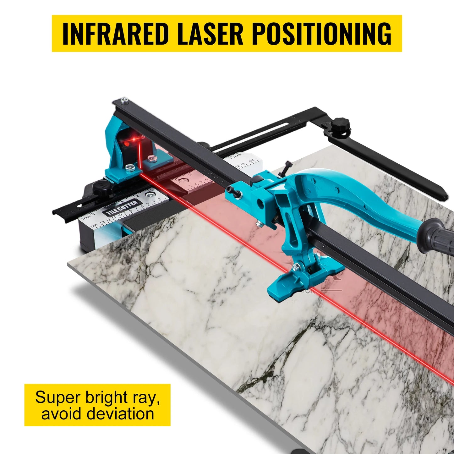 VEVOR Manueller Fliesenschneider, Laserpositionierung, Einzelschiene, professionelles Handwerkzeug zum Schneiden von Keramik, Porzellan, Granit, Bodenfliesen