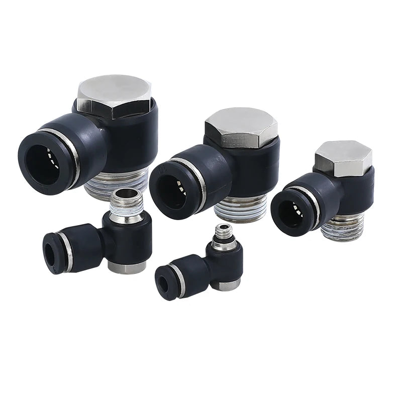 Black Air Hose Fittings 1/8 1/4 3/8 1/2 4mm/6mm/8mm/10mm PC PCF PL Tube Connector Pneumatic Quick Coupling Pipe Hose Fitting