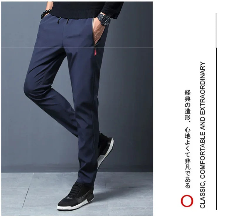 Men's Casual Pants Stretch Slim Fit Elastic Waist Jogger Korean Classic Blue Black Gray Male Brand Trousers Plus Size 4XL 5XL.