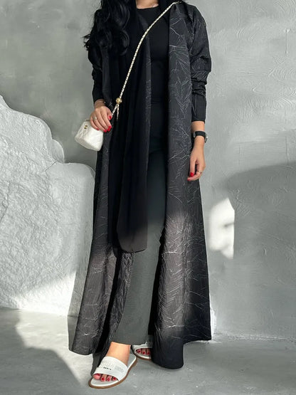 Women Muslim Arabic Abaya Luxury Fold Stripes Kimono Cardigan Coat Long Dress Kaftan Modest Robe Femme Islam Clothing Kebaya.