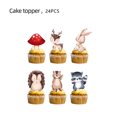 Woodland Tier Dschungel Wald DIY Party Dekoration Teller Tasse Tischdecke Geburtstag Party Baby Dusche Kinder Geburtstag Party Supplies