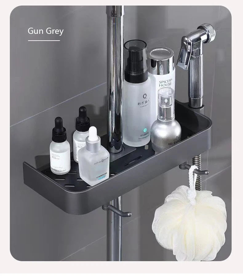 Haushalt Lift Ständer Dusche Rack Dusche Gel Lagerung Rack Badezimmer Perforation-Freies Dusche Stange Tablett