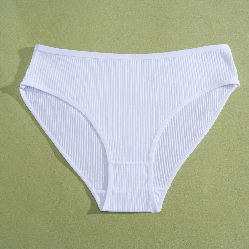 5PCS Women's Cotton Panties Sexy Low Waist Briefs Striped Underpants Female Comfortable Stretch Lingerie Ladies Soft Underwear