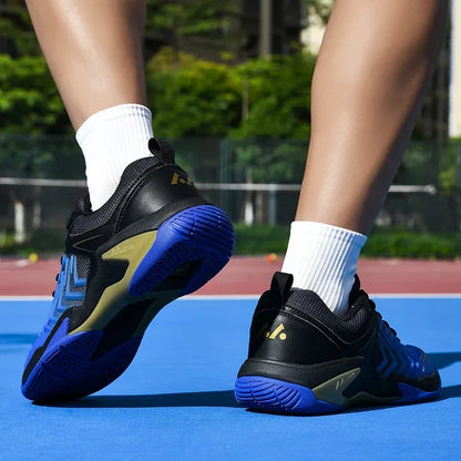 High-quality Badminton Trainers for Men and Women Blue Athletic Shoes with Anti-Slip Sole for Indoor and Outdoor Sports.
