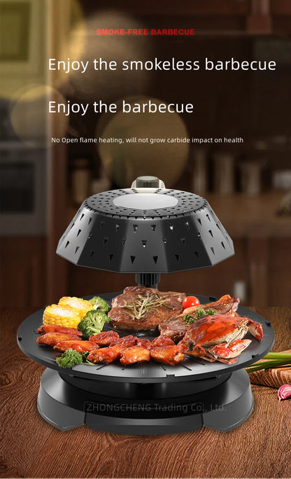 Household 220v 1390w Bbq Oven Indoor Electric Baking Tray Home Smoke-free Non-stick Barbecue Machine Automatically Rotating Baki.