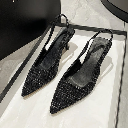 Brand Designer Slingbacks High Heels Pumps Women Pointed Blue Pointed Toe Party Shoes Summer Thin Heeled Sandals High Heel Shoes.