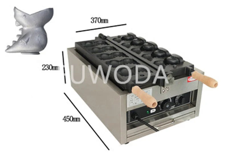 Customizable Electric 110V/220V Non-sticking Stainless Steel Dinosaur Waffle Making Machine Open Mouth Taiyaki Waffle Machine.