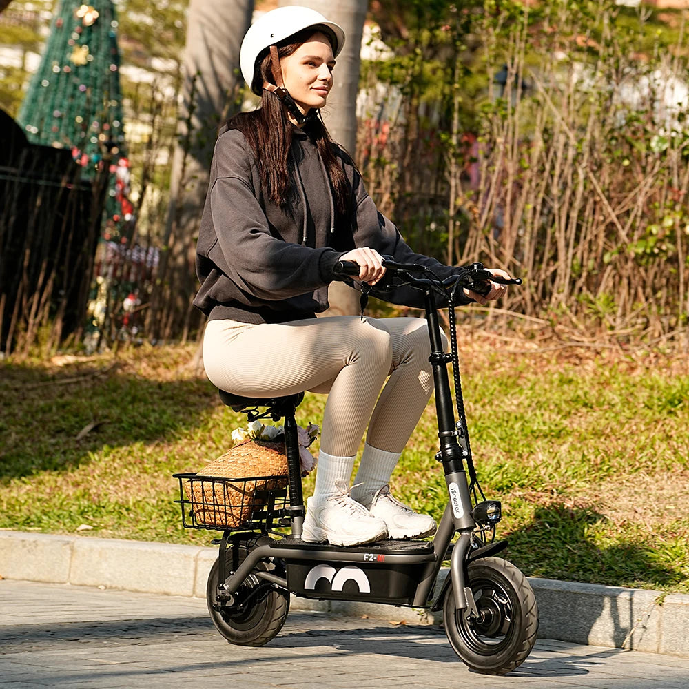 iScooter - F2 Electric Scooter with 500W Motor, 36V 7.8Ah Battery, 10-inch Tires, Adult Foldable Electric Scooter with Seat