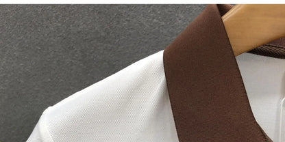 Men's Casual Polo Shirt Collared Short Sleeve Pique Cotton Breathable V-Neck Color Block Half Sleeve Summer Loose Top