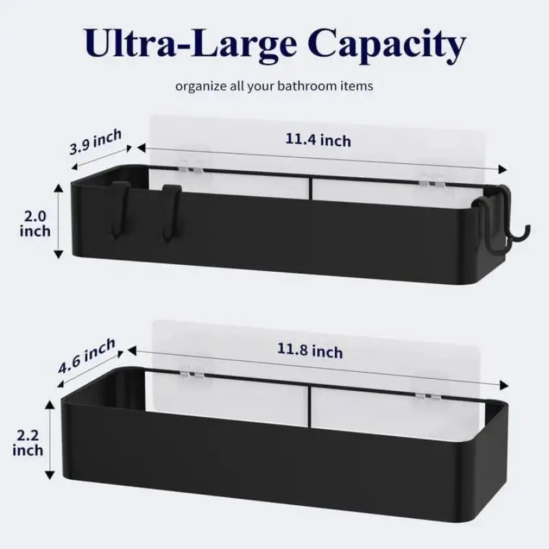Großer Duschkorb, 2er-Pack, selbstklebender Dusch-Organizer, bohrfreie Duschregale für Innendusche und Badezimmer