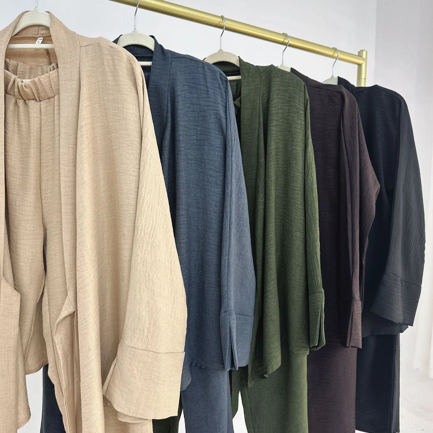 Two Piece Set Women Muslim Blouse Lace Up Wide Leg Pants Suit Eid Ramadan Morocco Dubai Islam Ensemble Arabic Modest Outfits.