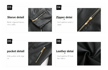 Women's Elegant Stand-up Collar Solid Jacket 2022 Female Three-dimensional Pattern Coat S-4XL New Pu Faux Leather Jacket Women.