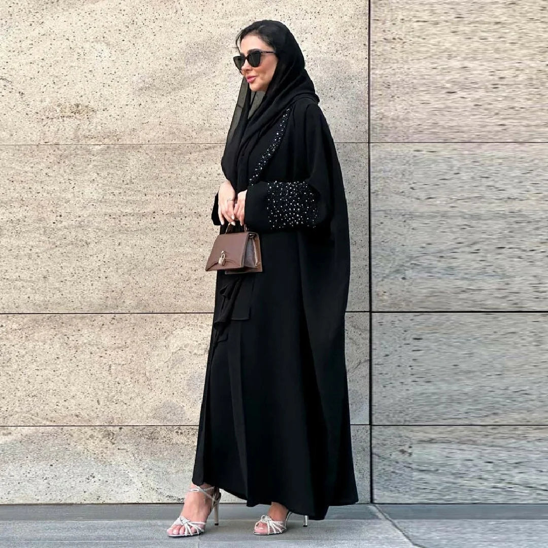 Black Open Kimono Abaya Damen Dubai Luxury Muslim Abayas For Women Kaftan Dress Kebaya Islamic Clothing Robe Femme Musulmane.
