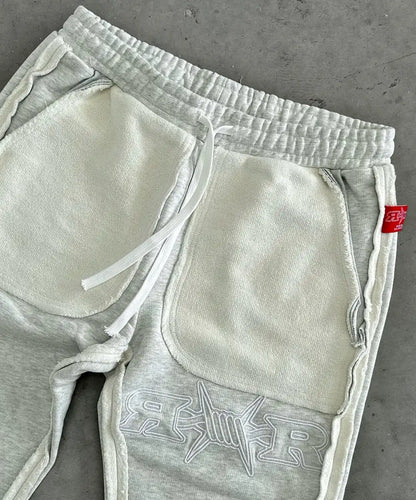 Y2k Tracksuit Men Letter Pattern Embroidered Pocket Patchwork Clothes for Men Harajuku Zipper Hoodies Sweatpants Two Piece Set.